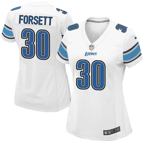 Women's Limited Justin Forsett Nike Jersey White Road - #30 NFL Detroit Lions